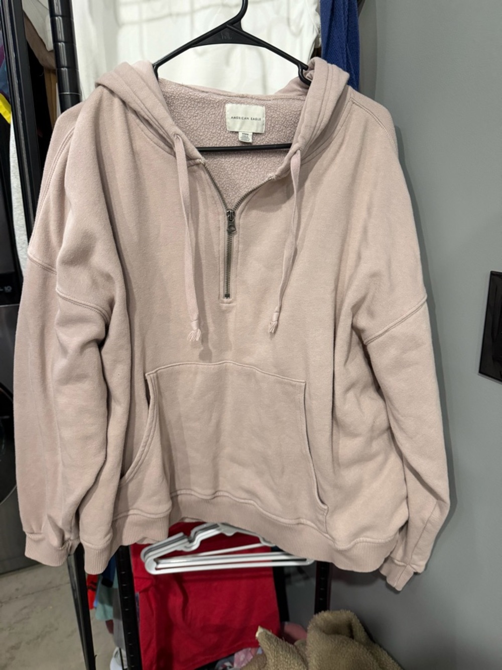 American Eagle Outfitters Mauve Hoodie Half-Zip Sweatshirt